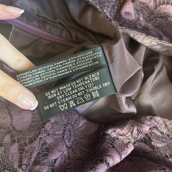 Ralph Lauren Black Label Dark Purple Lace Knee Length A Line Skirt Size 6, NWT - Picture 5 of 9